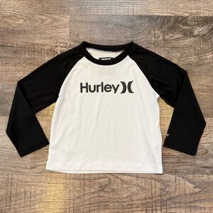 Hurley Baby Toddler Black and White Long Sleeve Rash Guard Swim Top 24 Months